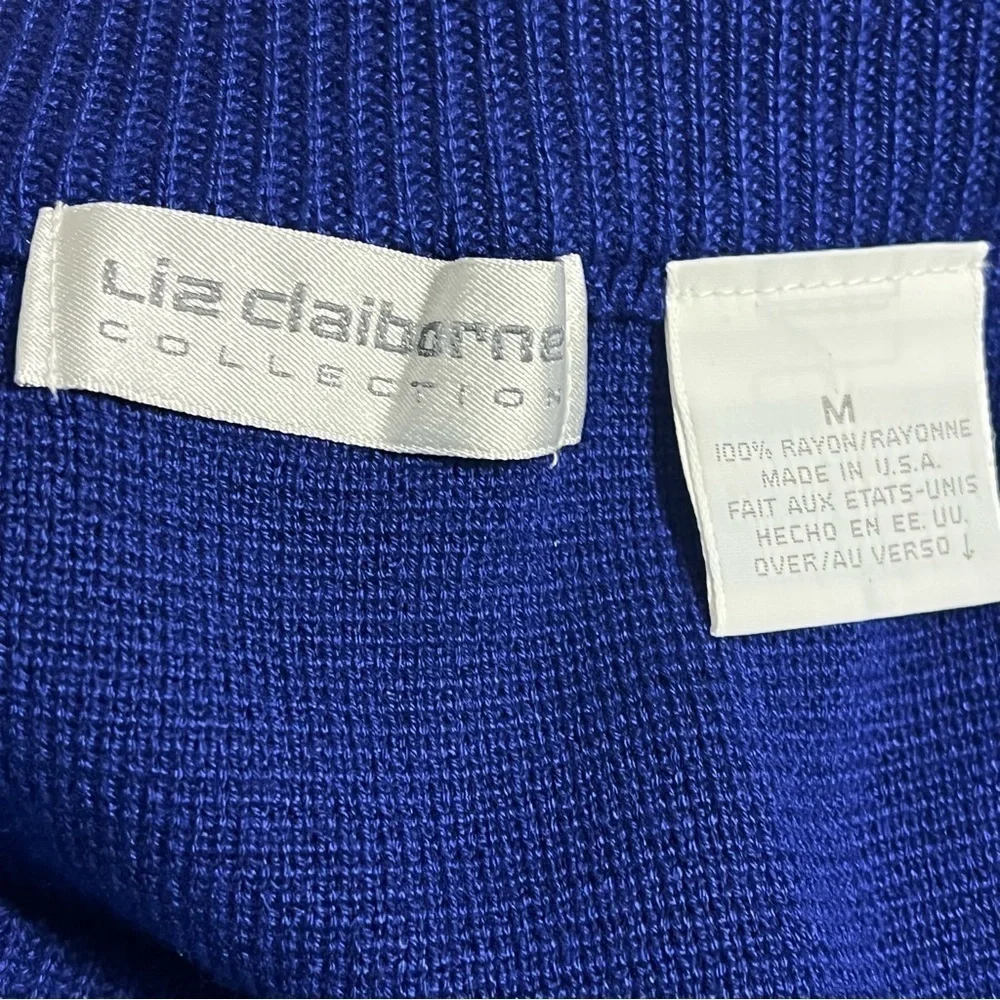 Liz Claiborne Collection knit tunic skirt set Royal Blue Y2K Excellent Condition